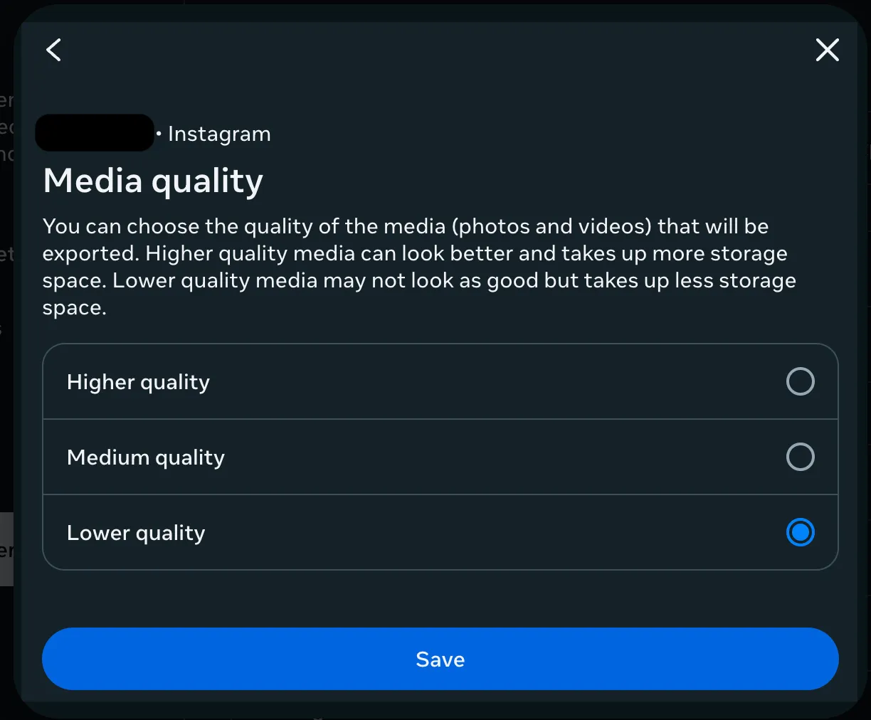 Instagram-Datendownload: Niedrige Medienqualität